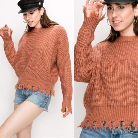 Frayed Hem Cozy Sweater - Picture 2 of 4